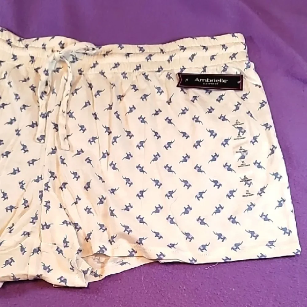 0715. NWTs ~ Ambrielle Sleepwear ~ XL ~ Blue & Pink Elephants 100% Cotton ~